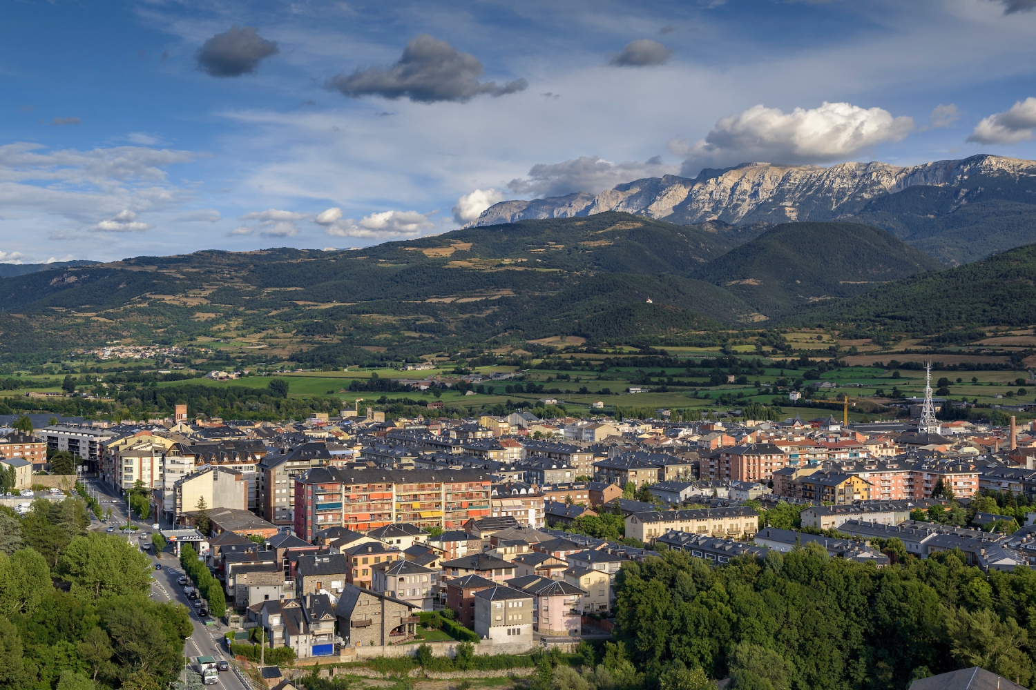 Turisme Alt Urgell (La Seu D Urgell Panoramic View Seen From Torre De Solsona Tower. In The Background The Serra Del Cadi Mountain Range Alt Urgell Catalonia Spain Pyrenees_2250_)