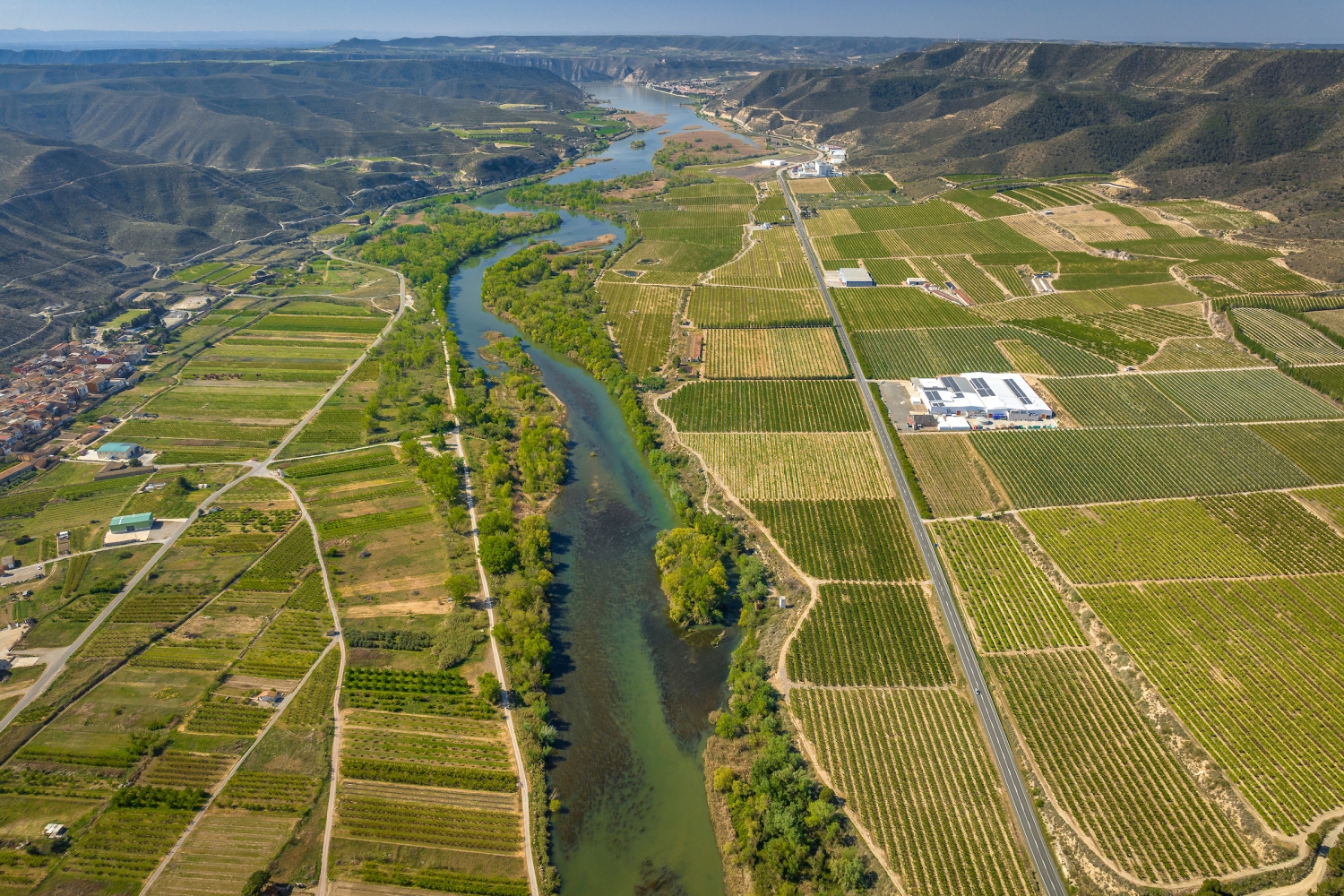 Turisme Segrià (Aerial View Of The Confluence Between The Rivers Segre Cinca And Ebro In Spring Segria Lleida Catalonia Spain_043)