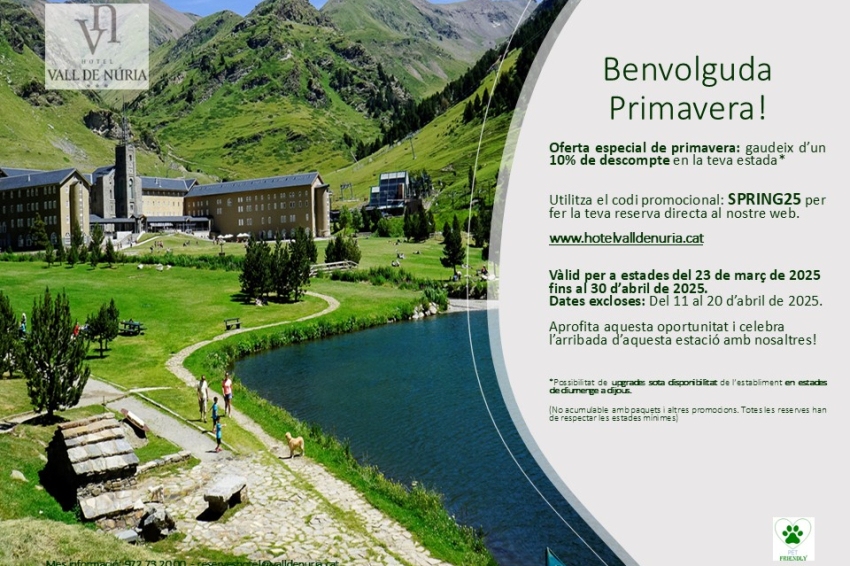 10% de réduction sur l'accueil du printemps à l'Hôtel Vall de Núria