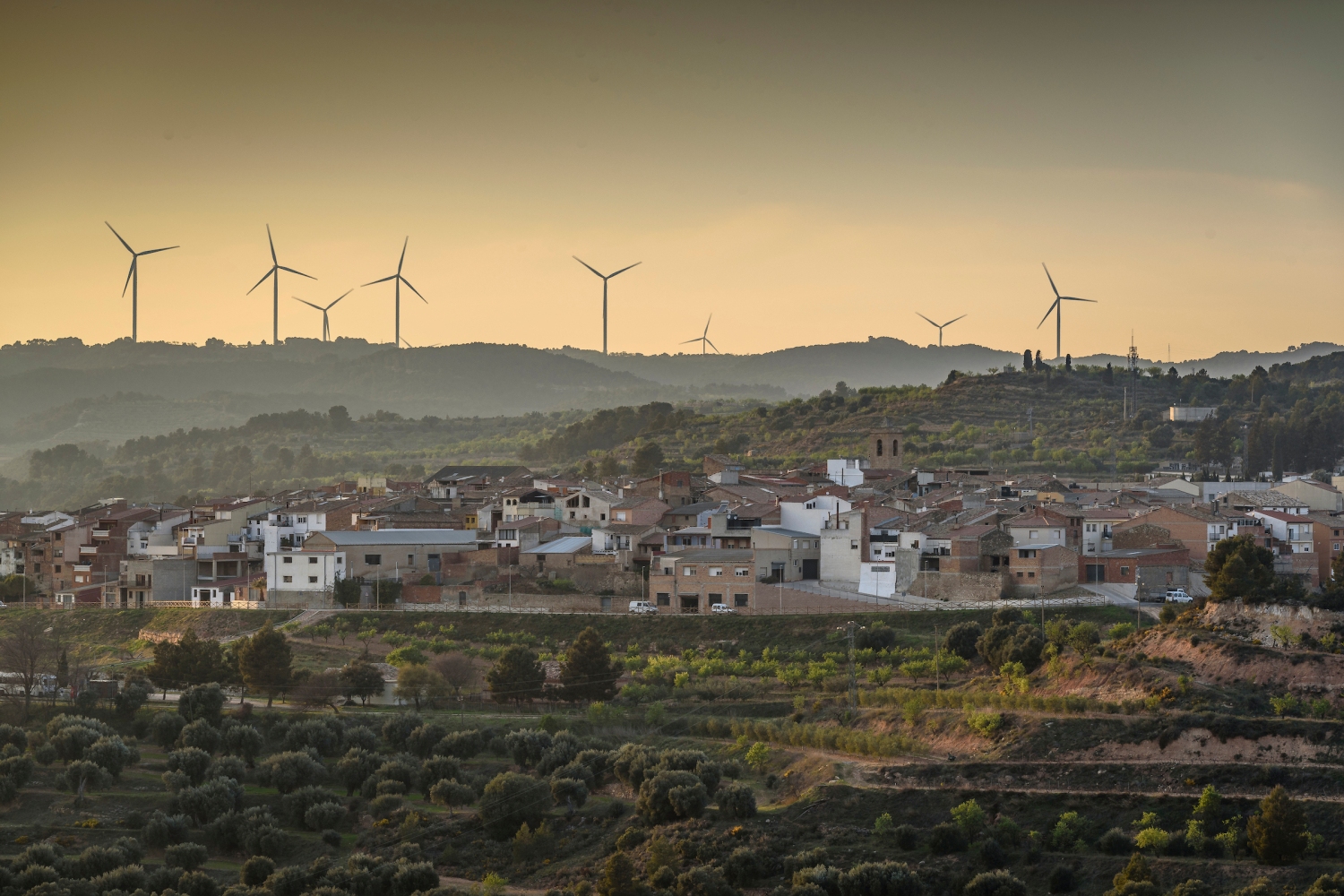 Bot (Sunset From Sant Josep Mountain And Hermitage In Bot. In The Background The Village Of Bot Terra Alta Tarragona Catalonia Spain_001_)