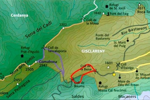 Gisclareny, his routes in capital letters